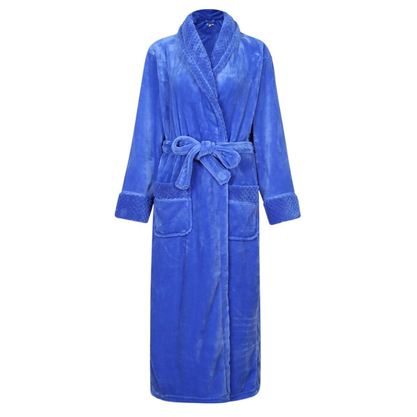 Alwyn Home Women's Long Robe Plush Soft Warm Fleece Elegant Lounger